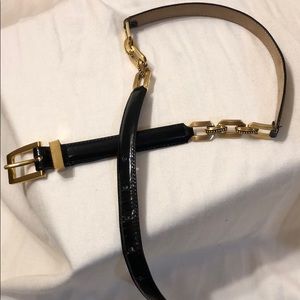 Brighton Black leather and chain belt